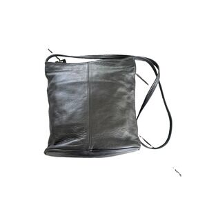 Rolfs Leather Black Crossbody Hobo Purse Handbag Purse Vintage Bucket Bag